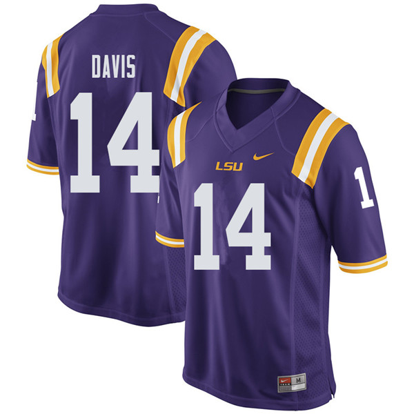 Men #14 Drake Davis LSU Tigers College Football Jerseys Sale-Purple